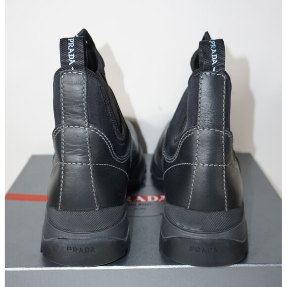 Prada Men's Brixxen Leather and Neoprene Black Chelsea Boots size 11 (10 UK) - Picture 4 of 6